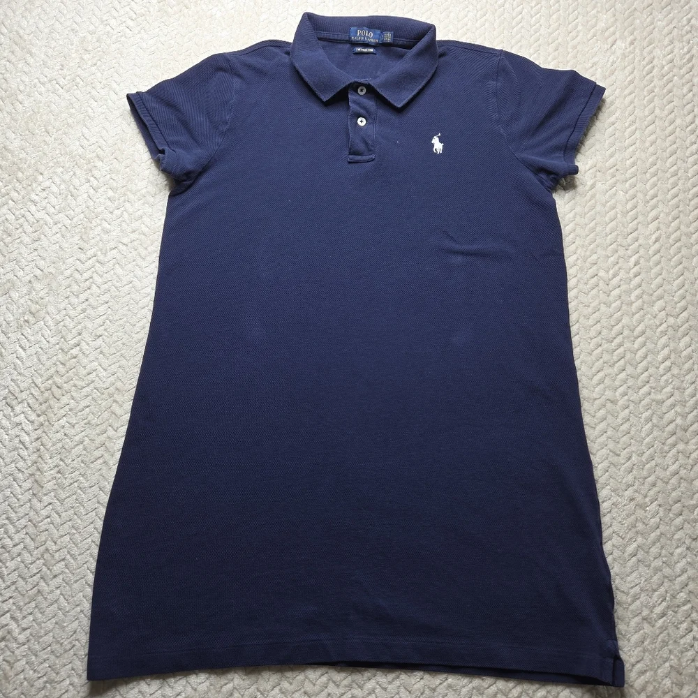 Polo Ralph Lauren Mesh Mini Girls Large Blue Short Sleeve Dress Classic Fit